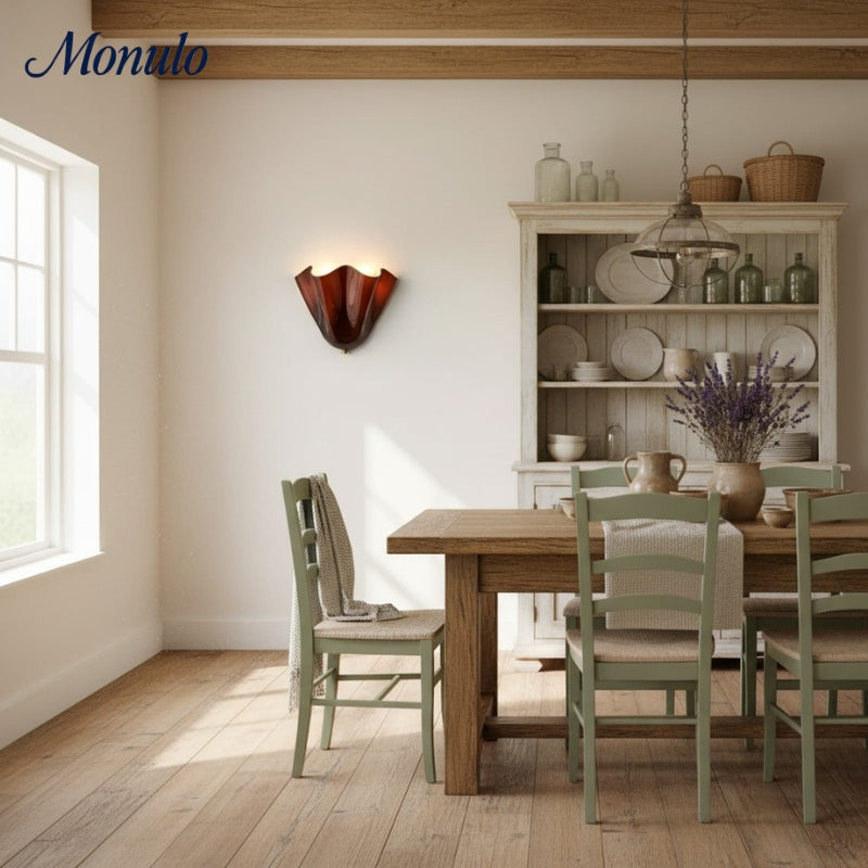 Aplique de pared Bellina de cristal con diseño floral: lámpara de pared moderna de latón para dormitorio y pasillo.