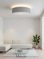 Load image into Gallery viewer, Soft Ceiling Lamp - Fabric &amp; Acrylic Round Light for Ambient Glow
