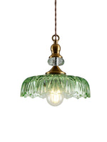 Load image into Gallery viewer, Vintage Brass Clear Glass Flower Pendant Light For Kitchen Island
