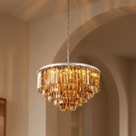 Load image into Gallery viewer, Aurevon Crystal Prism Metal Frame Modern Ceiling Chandelier for Home and Hotel