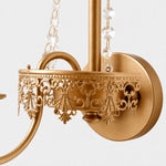 Load image into Gallery viewer, Close view of the pierced metal trim crystal strands and round wall plate