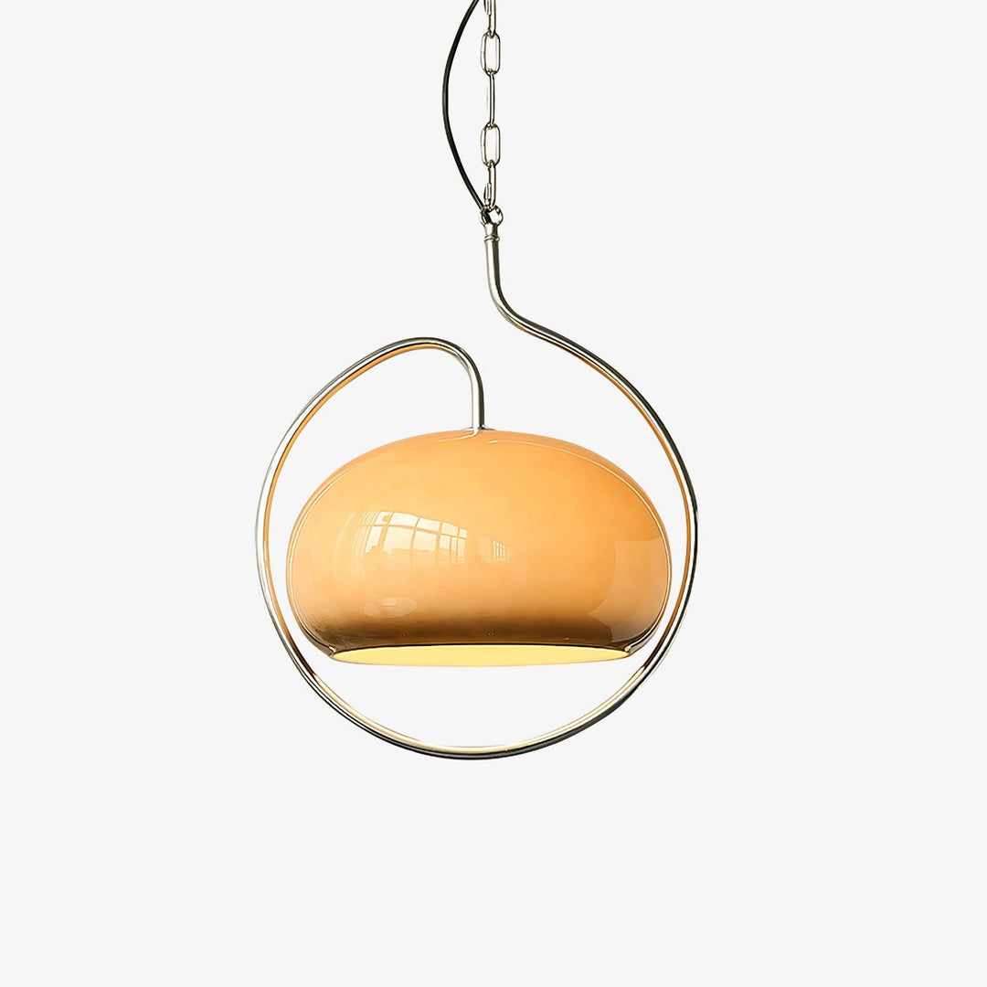Rounded Glass Chrome Swag Pendant Light