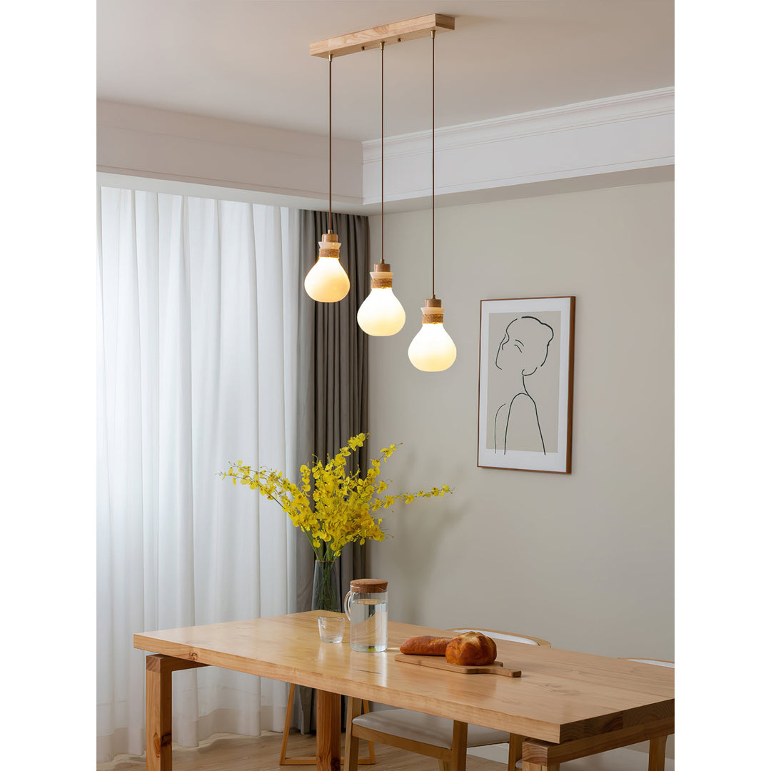 Lampe à suspension en verre et corde de chanvre