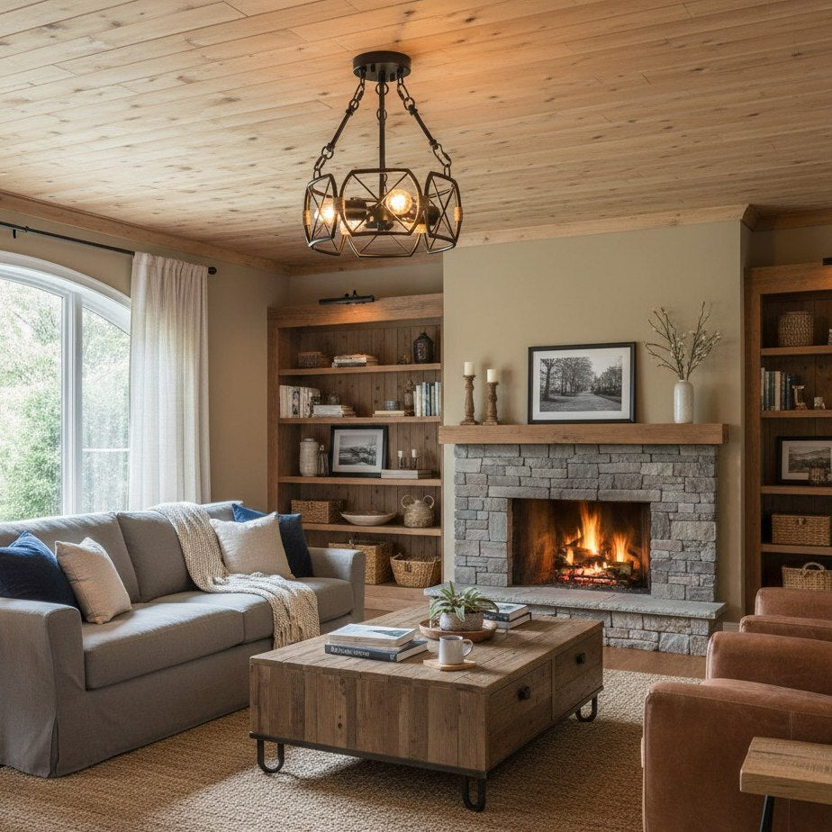 Lámpara de Techo Industrial de Jaula Abierta de Metal Cageon - Diseño para Ático y Comedor