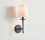 Cargar imagen en el visor de la Galería, Aplique de pared Rowan Classic Linen - Lámpara de latón con pantalla de tela
