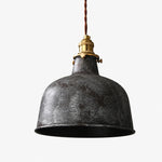 Cargar imagen en el visor de la Galería, Distressed grey black rounded dome pendant lamp on white background