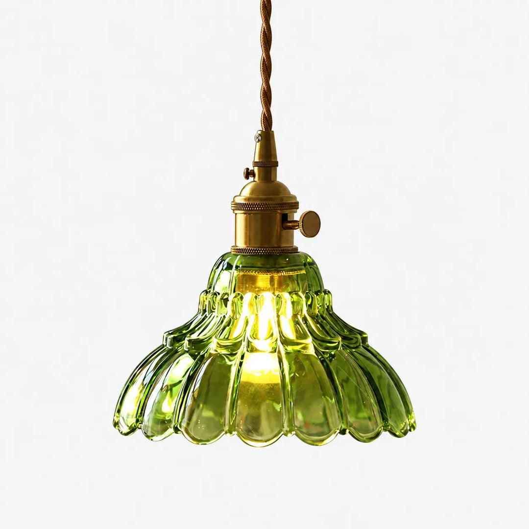 Green Bell Flower glass pendant light