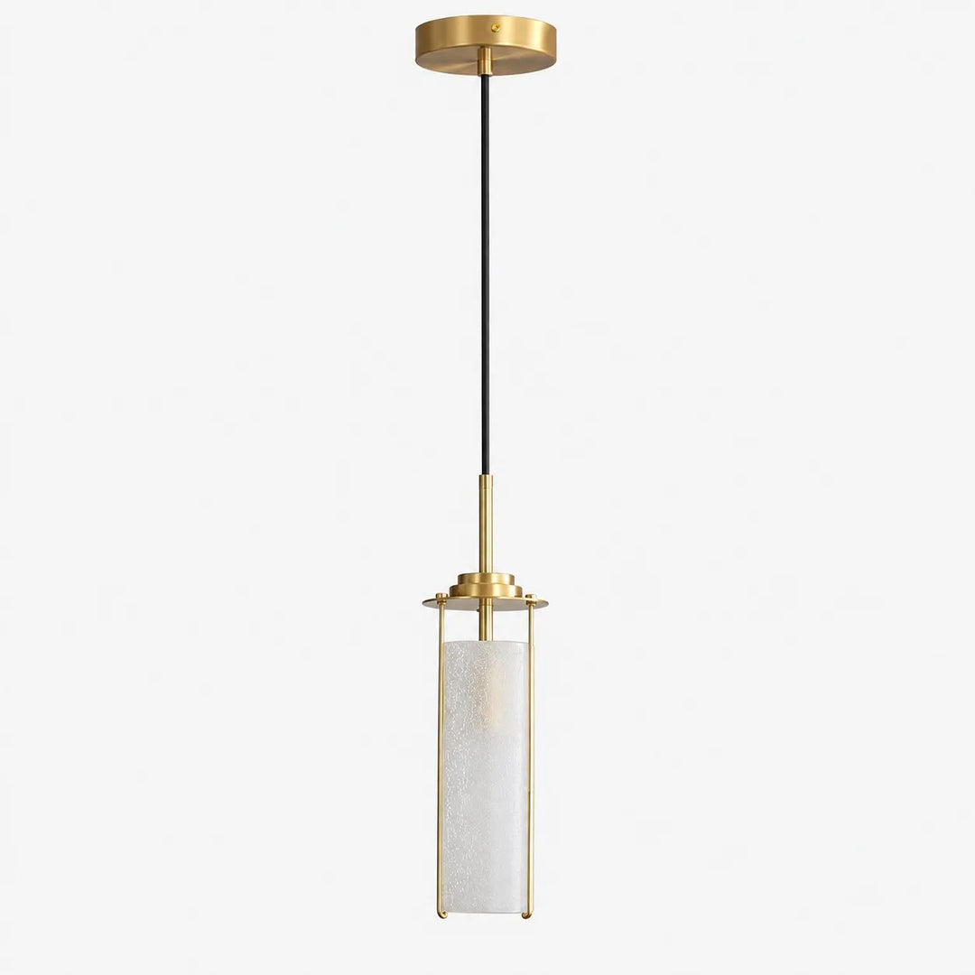 Brass Rippled Frosted Glass Pendant Light