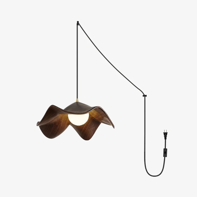 Leaf Vein Glass Plug-In Pendant Lamp