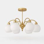 Charger l'image dans la visionneuse de galerie, Gold 6-light glass globe chandelier
