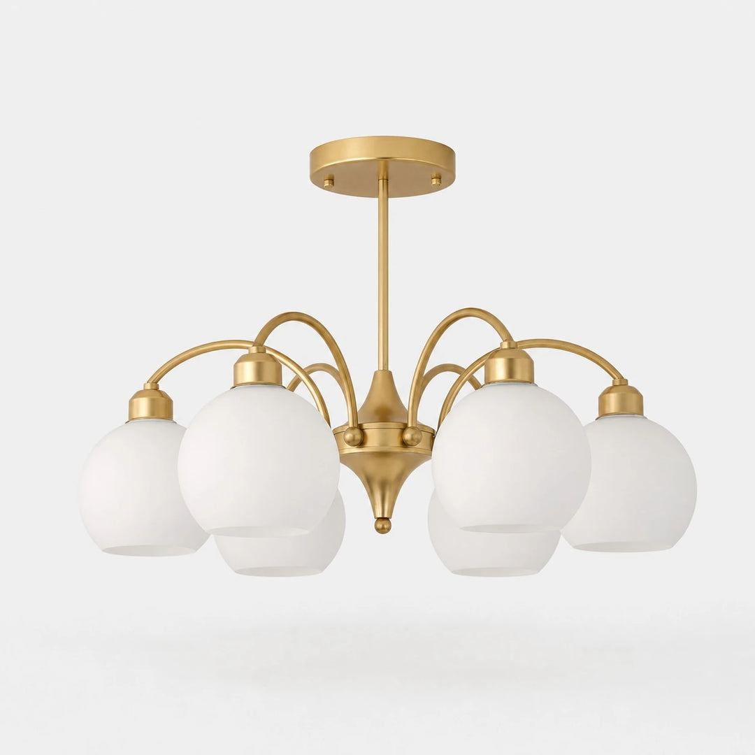 Gold 6-light glass globe chandelier