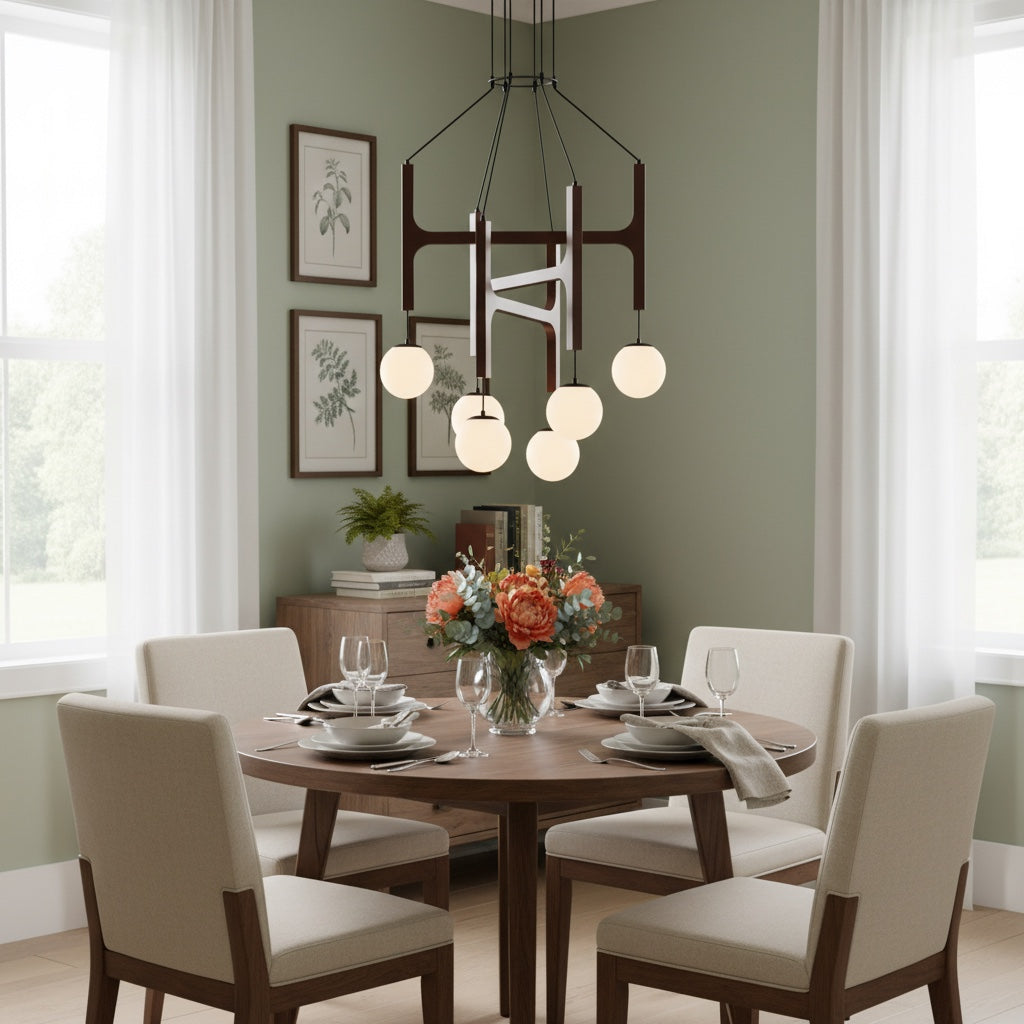 Lustre en Bois Auralith à Bras Multiples - Éclairage Naturel Moderne pour Salon et Salle à Manger