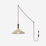 Load image into Gallery viewer, White Fabric Walnut Brass Plug-In Pendant