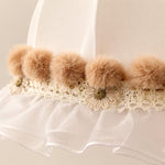Charger l'image dans la visionneuse de galerie, Warm camel pom-pom trim and floral lace detail