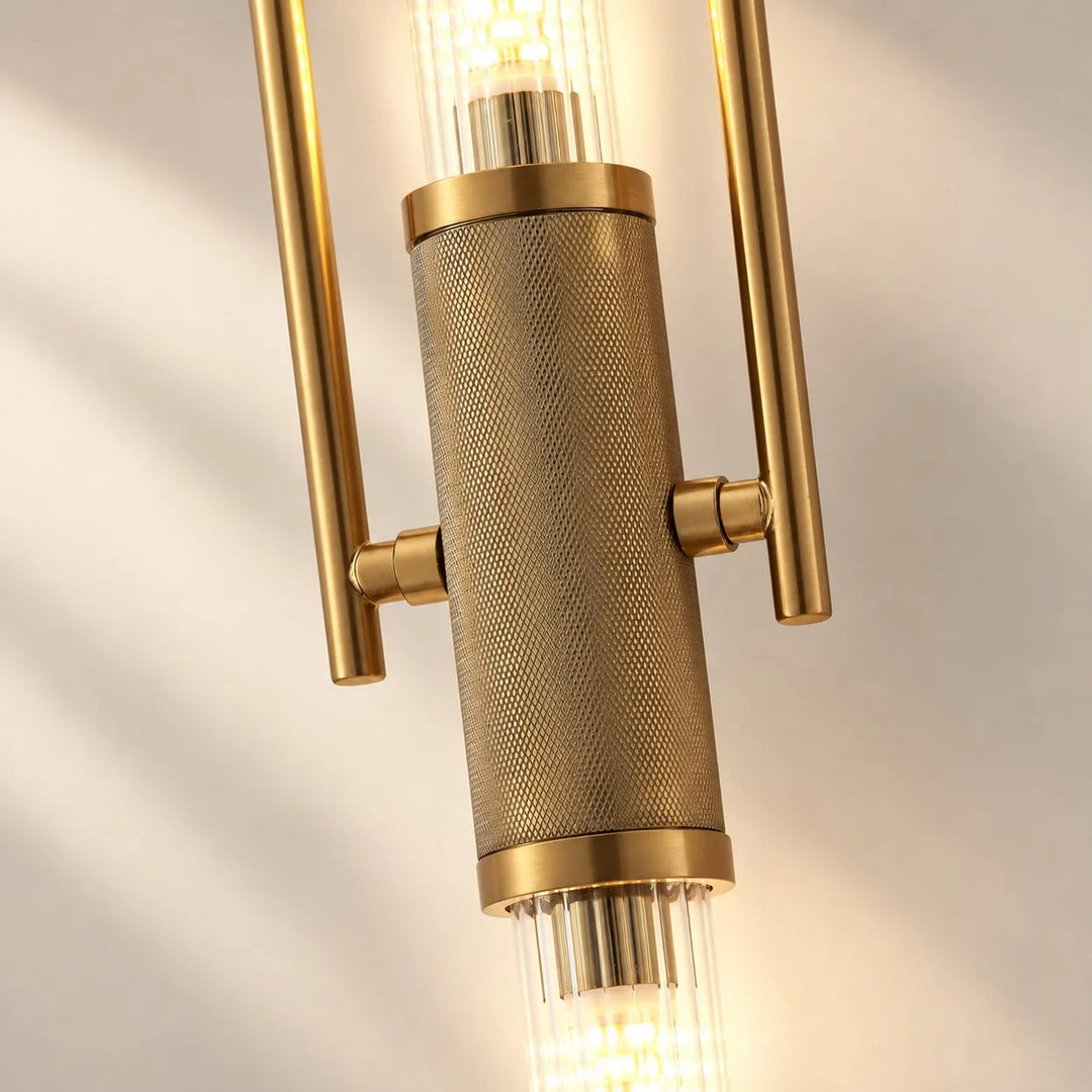 Vintage Glass Double Wall Lamp with Long Rod