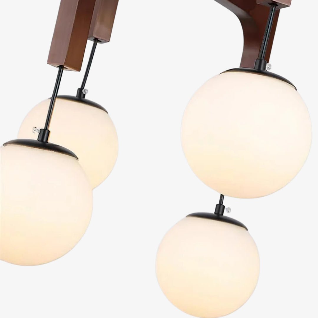 Lustre en Bois Auralith à Bras Multiples - Éclairage Naturel Moderne pour Salon et Salle à Manger