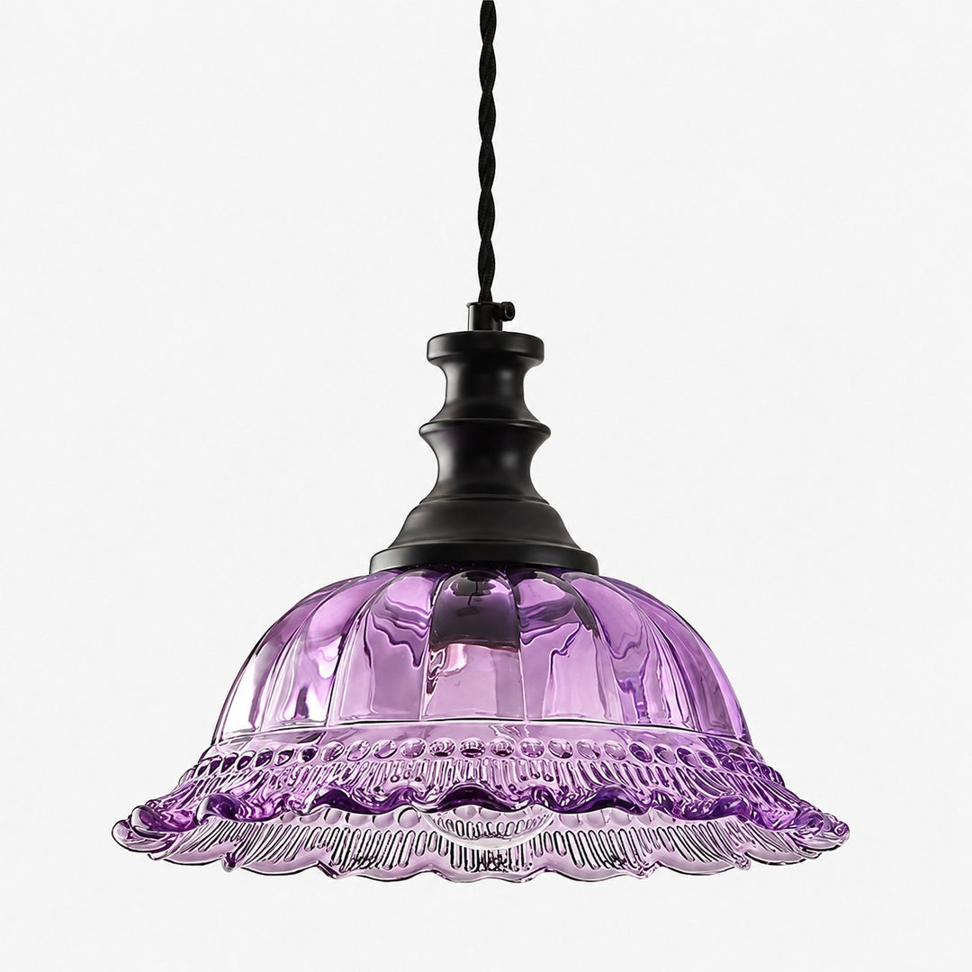 Vintage Fluted Glass Pendant Light for Kitchen & Dining