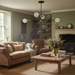 Load image into Gallery viewer, Mobilux Line Black and Brass Chandelier - Contemporary Globe Ceiling Hanging Light
