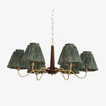 Load image into Gallery viewer, Solmire Rustic Chandelier – Wooden Mental Frame with Fabric Shades for Living Room