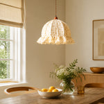Load image into Gallery viewer, Ruffled floral fabric shade front detail