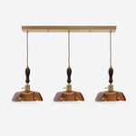 Load image into Gallery viewer, 3-Light Linear Pendant Vintage Brown Leather Bar 60 cm / 23.6 in; Shade Dia. 20 cm / 7.9 in