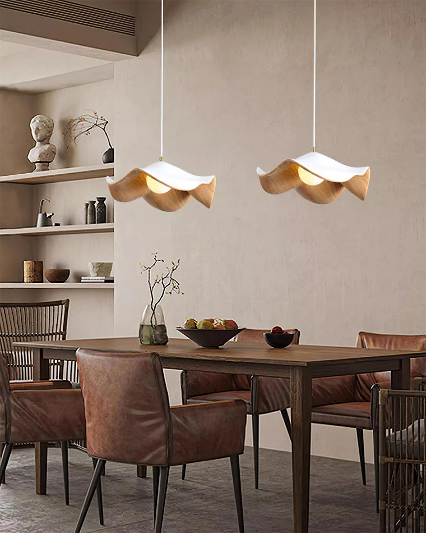 Leaf Vein Glass Plug-In Pendant Lamp