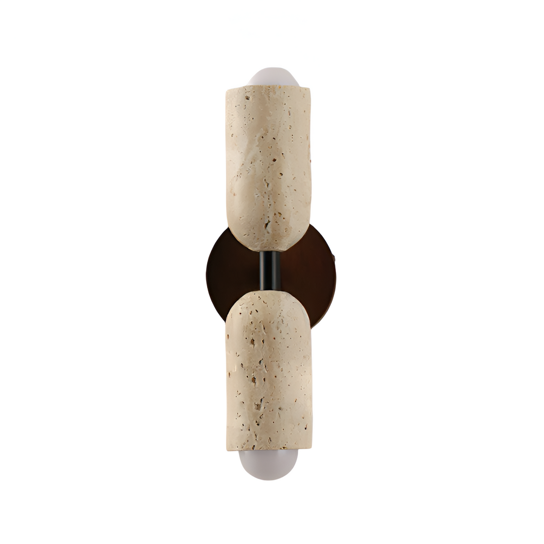 Merrill Travertin und Holz LED Wandleuchte