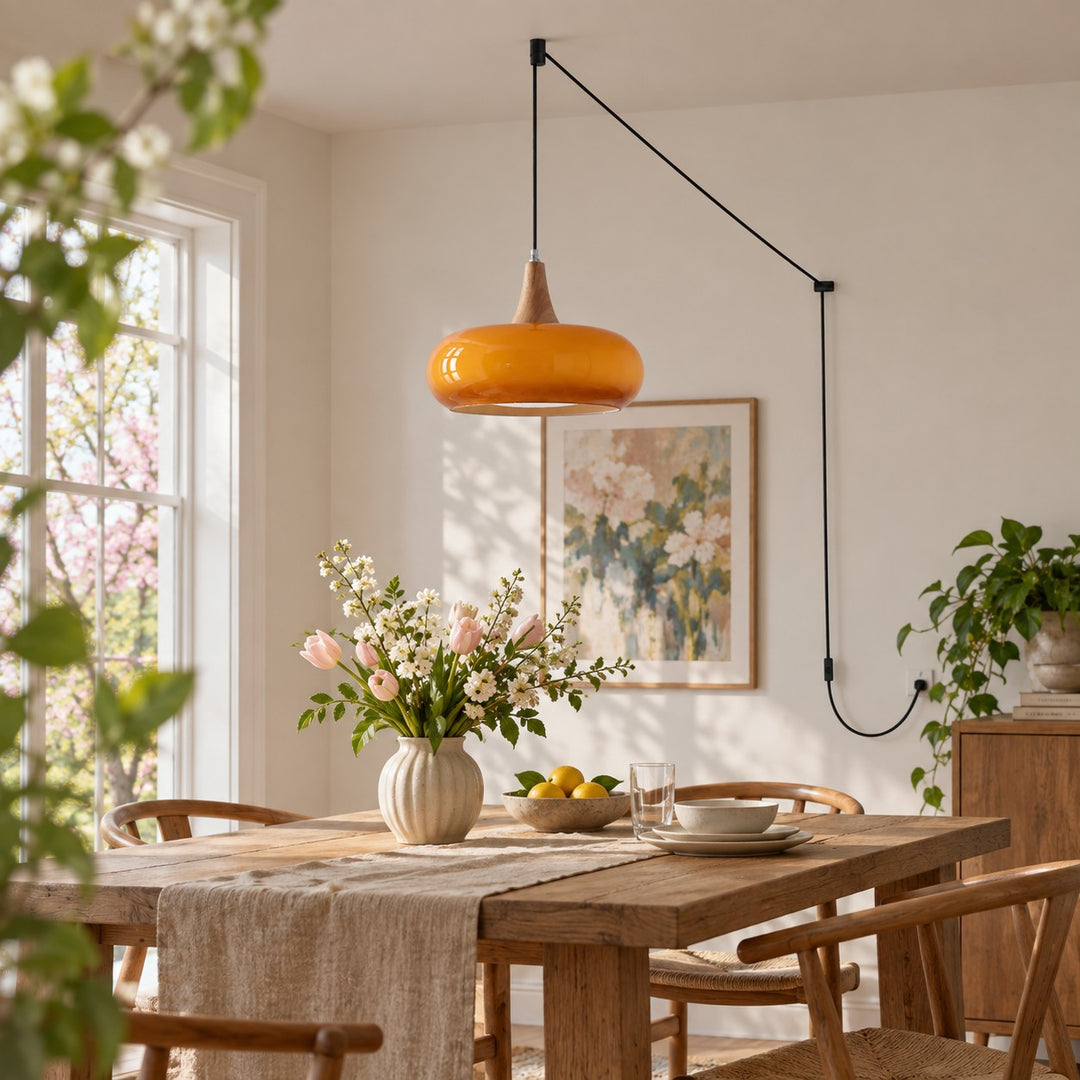 Kitchen Island Lighting Plug-in Glass Pendant Light