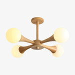 Load image into Gallery viewer, Novalune Multi-Light Glass Globe Chandelier with Wood Frame - Japanese Zen Style for Living Room