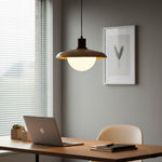 Charger l'image dans la visionneuse de galerie, Wood-Tone Metal Glass Plug-In Pendant
