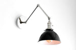 Cargar imagen en el visor de la Galería, Conique Metal Vintage Industrial Swing Arm Wall Lamp - Adjustable Dome Shade for Study
