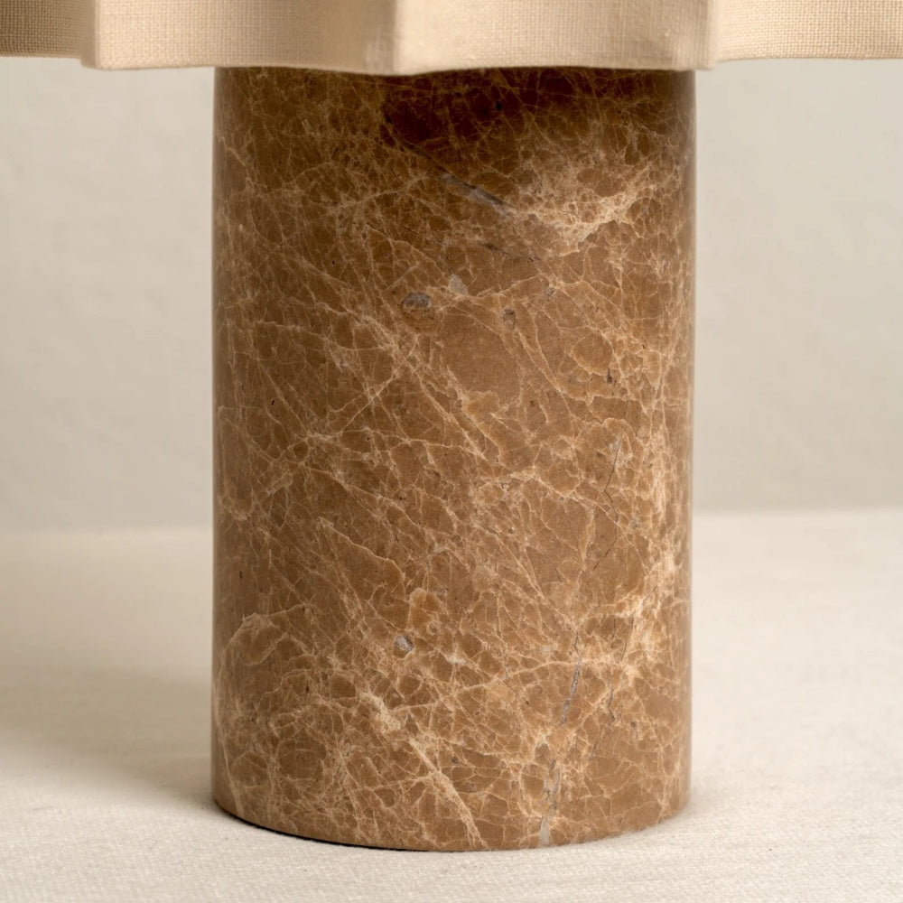 Cavilon Modern Artisanal Marble Accent Table Lamp with Soft Fabric Shade for Living Room and Bedroom