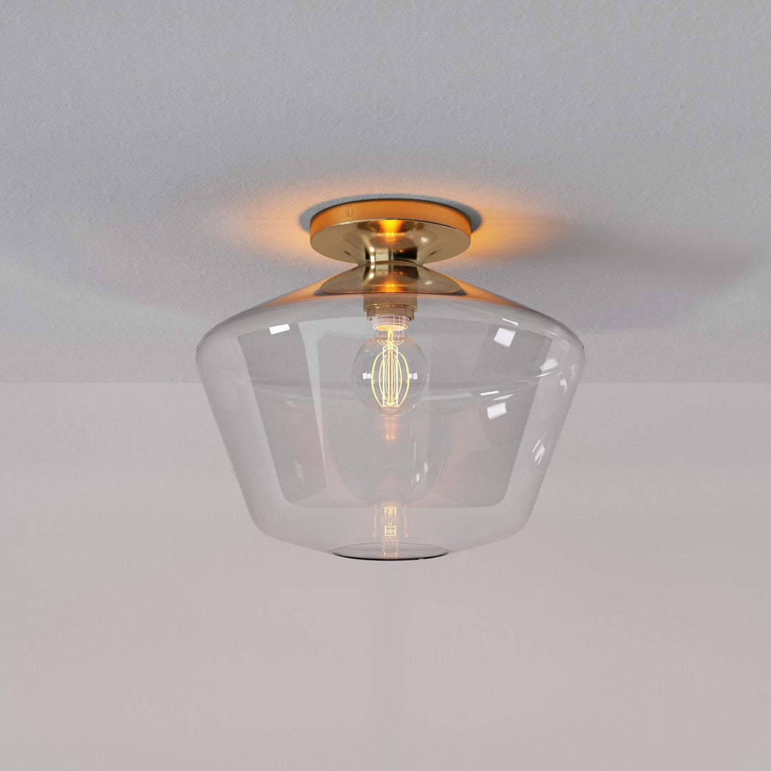 Merin Minimalist Sleek Geometric Glass Flushmount Light