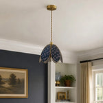 Bild in Gallery-Viewer laden, Blue floral petal pendant light in an elegant room