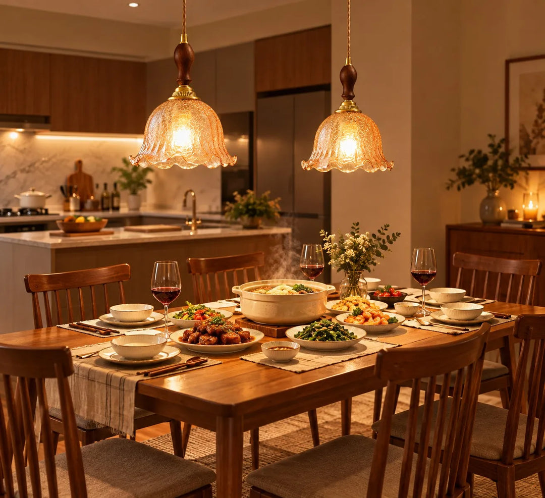 Crackle Glass Brass Pendant Light