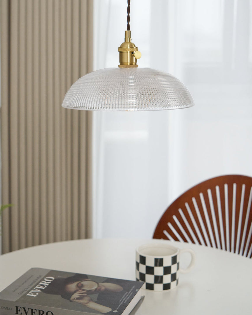 Polished Brass Domed Glass Plug-In Pendant