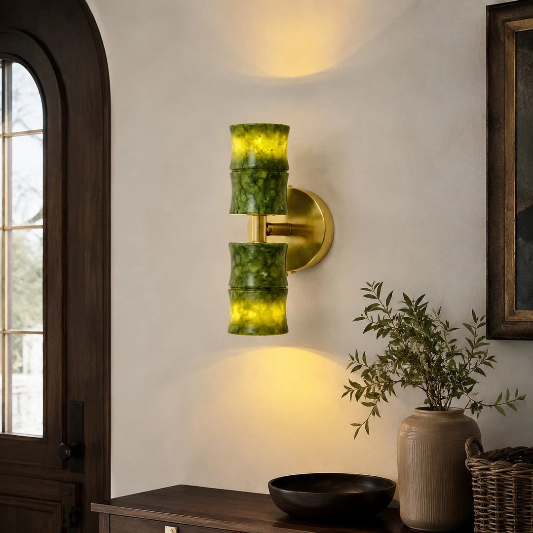 Green bamboo wall lamp view 2