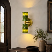 Green bamboo wall lamp view 2