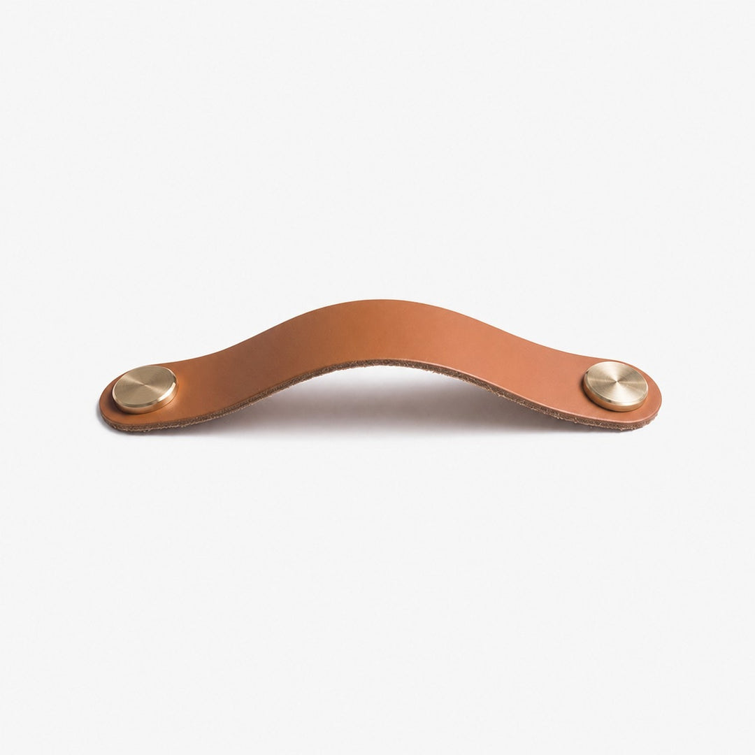 Cowhide leather and brass cabinet pull handle color and size option