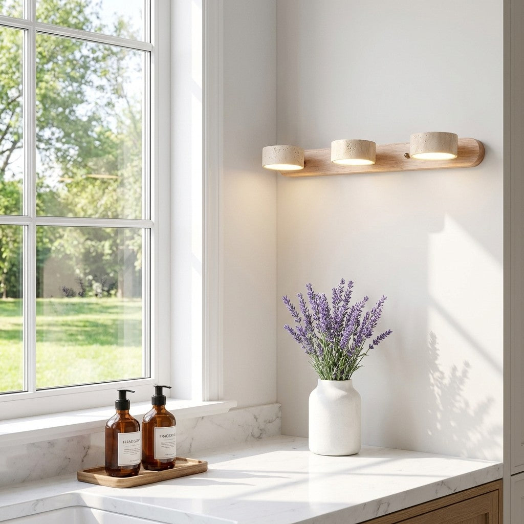 Applique linéaire moderne multi-têtes Travellia - Éclairage minimaliste en pierre naturelle pour chambre et couloir