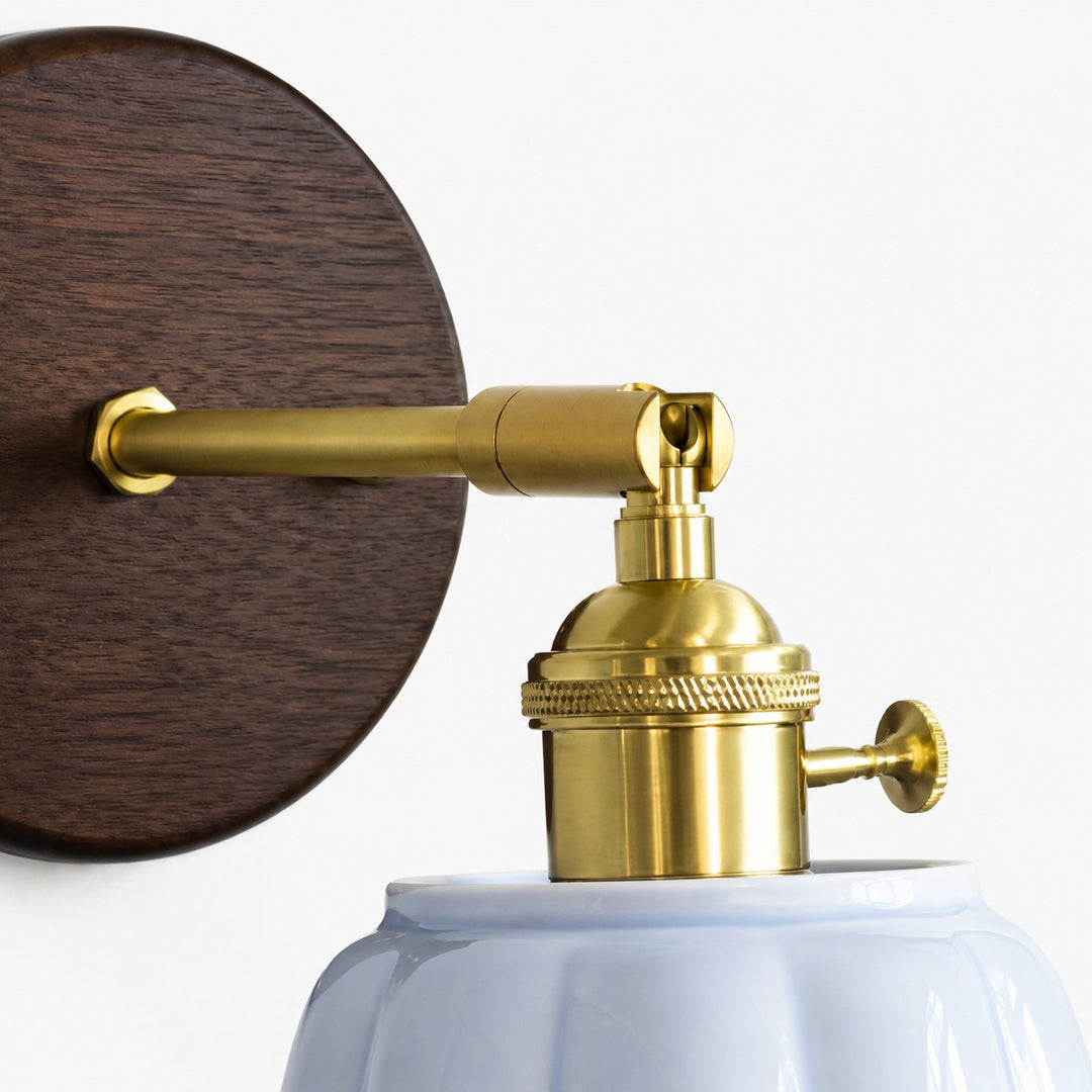 Cienax Petal Ceramic Wall Sconce with Colored Glazed Shade - Brass Accent Fixture for Bedside and Hallway