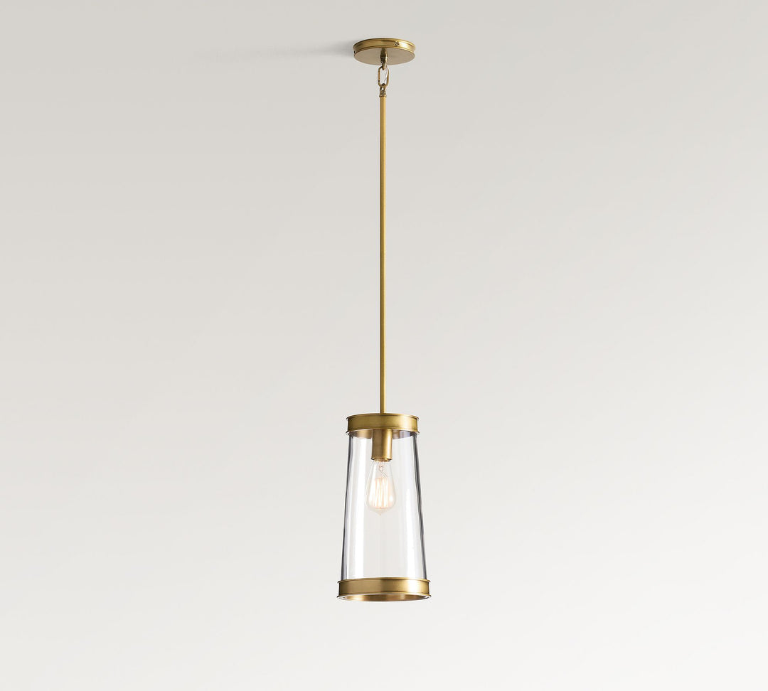 Lámpara colgante Driscoll de vidrio en forma de tambor: lámpara colgante contemporánea de latón