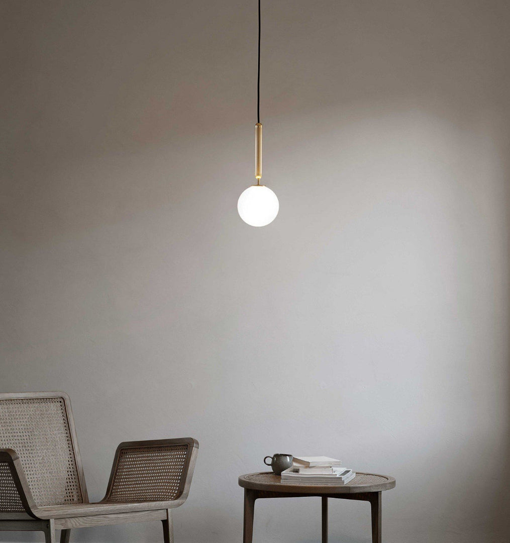 Rounded Brass Glass Plug-In Pendant Light