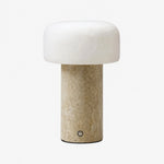 Bild in Gallery-Viewer laden, table lamp with Dolomite shade and Yellow Travertine base