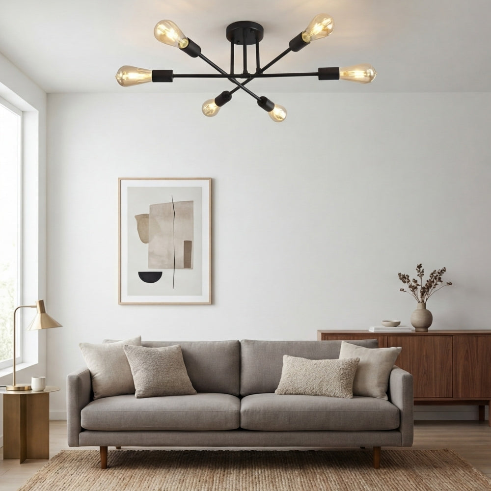 Lámpara de Techo Semiempotrada Contemporánea Nordivela - Elegante Luminaria de Metal con Múltiples Brazos para Interiores del Hogar