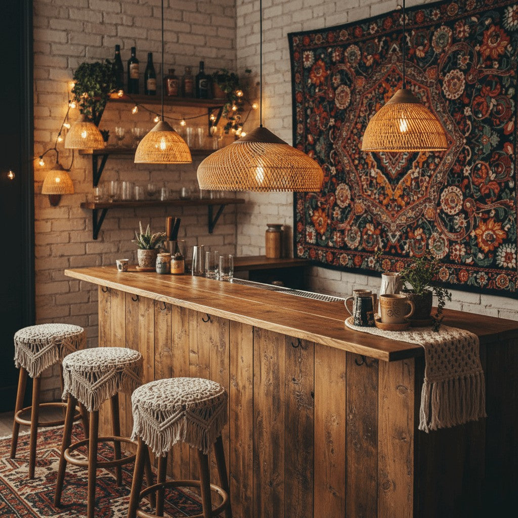 Woven Rattan Wood Plug-In Pendant Light