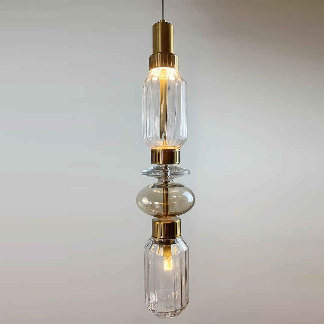 Suspension contemporaine - Fer, métal, verre, or, marron, résistante à l'humidité