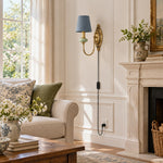 Cargar imagen en el visor de la Galería, Rowanea Fabric Shade Ceramic Plug-In Wall Sconce