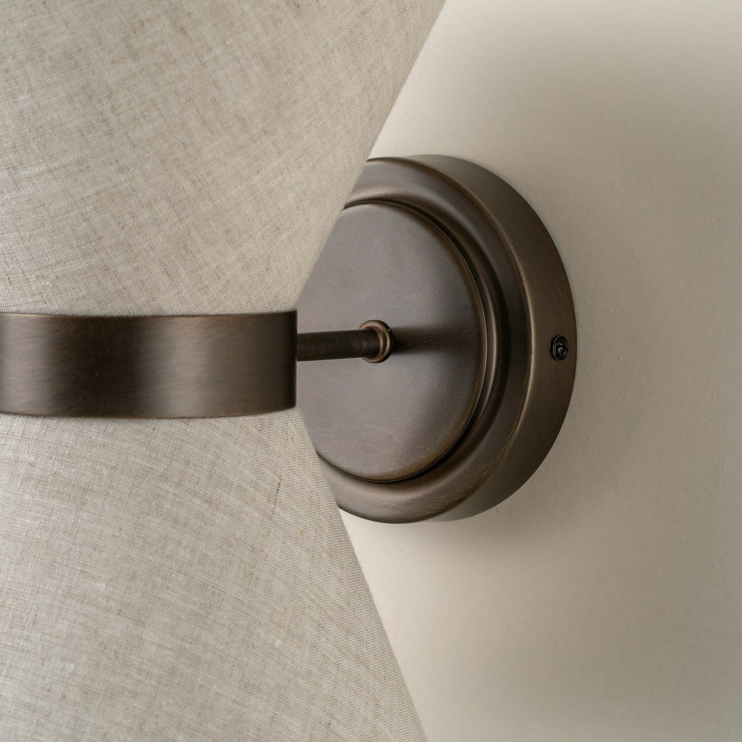 Ankora Bow-Tie Linen Shade Wall Light with Aged Brass Finish for Hallway and Bedroom