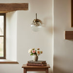 Load image into Gallery viewer, Glorica Glass Aged Brass Wall Sconce - Ribbed Glass Shade Industrial Style Lighting
